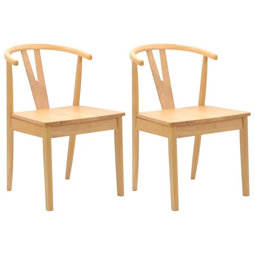 Tmriohed Juego de 2 sillas de comedor de madera maciza de caucho natural, 50,5 x 61 x 80,5 cm, resistentes y cómodas, con cojín de asiento, diseño vintage para comedor, cocina, oficina