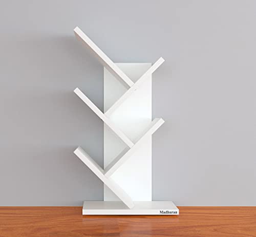 Image of Madhuran Studio Engineered Wood Tabel Accessories Books Stands Shelf (Matte, White) Library Office Bedroom Home Decor Items Living Room Bookends Show