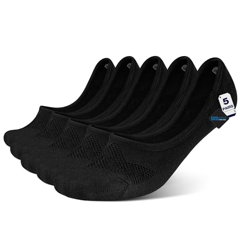 BRISIRA Bamboo Viscose Compression No Show Socks Men Women 5 Pairs Loafer Sneakers Low Cut Invisible Sock With Non Slip Grips