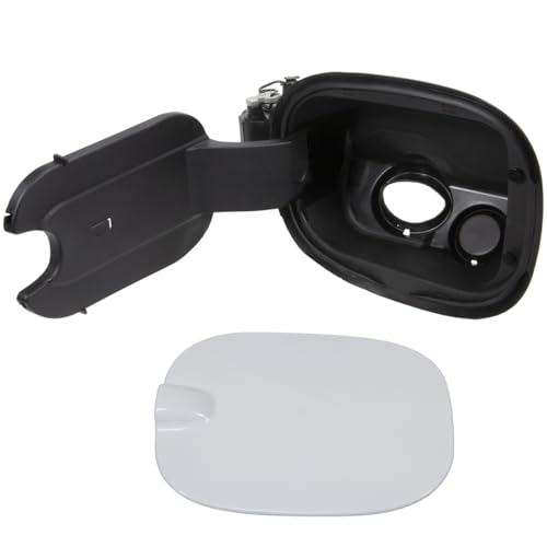 RLB-HILON Metal Pin Type Gas Fuel Door Tank Filler Pipe Housing with White Cover Compatible with Chevy Silverado 1500 Crew Cab 5.8 ft Bed 2019 2020 2021 2022 2023 2024 Year