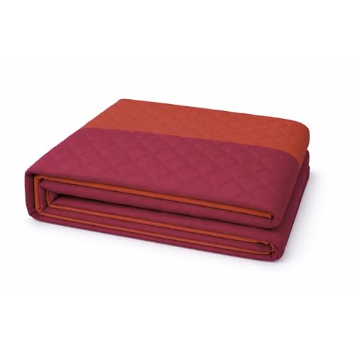 VKZ Couvre-lit Boutis Réversible 240x250 cm, 1 Pièce,Bordeaux/Rouge, Dessus de Lit Matelassé Double Face, Couette Légère Été, Couverture Grand Lit 2...