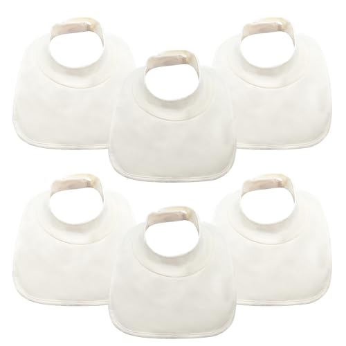 6 Pack Mock Neck Baby Bibs, High Neck Soft Cotton Dribble Bibs for Baby Teething, Waterproof Drooling Blank Bibs for Infant Girl and Boy Newborn to 6 Month - Cream