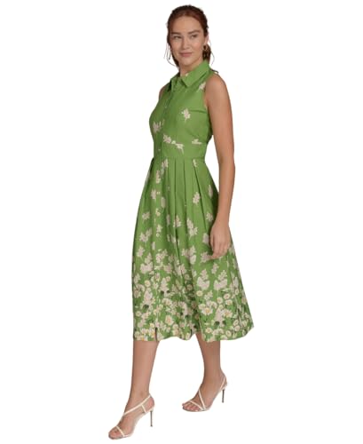 Image of Tommy Hilfiger Women's Sleeveless Collared Front Button A-line Midi Dress