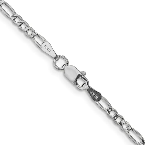14k White Gold 2.5MM Semi-Solid Figaro Chain Necklace 18 Inches2