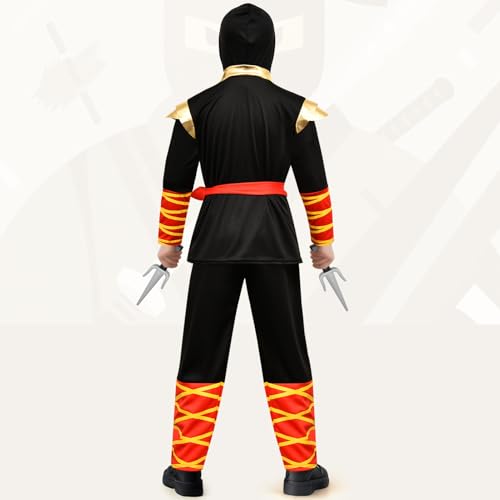 Disfraz infantil ninja 9 piezas para niños miniatura 3