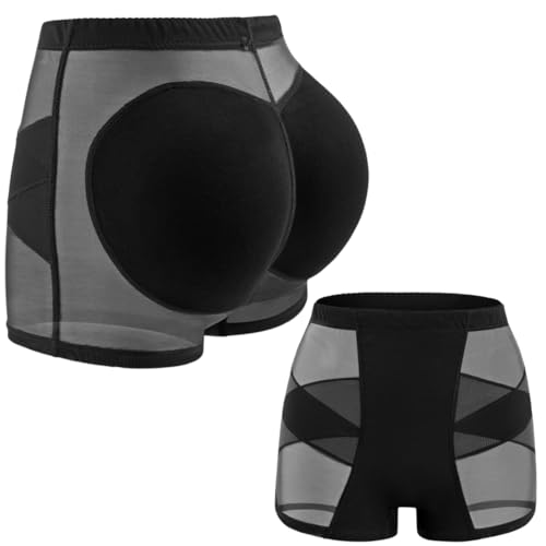 BMLen Womens Fake Buttock Briefs Butt Lifter Padded Control Panties Hip Enhancer Underwear Shapewear Boyshort (l,black04)