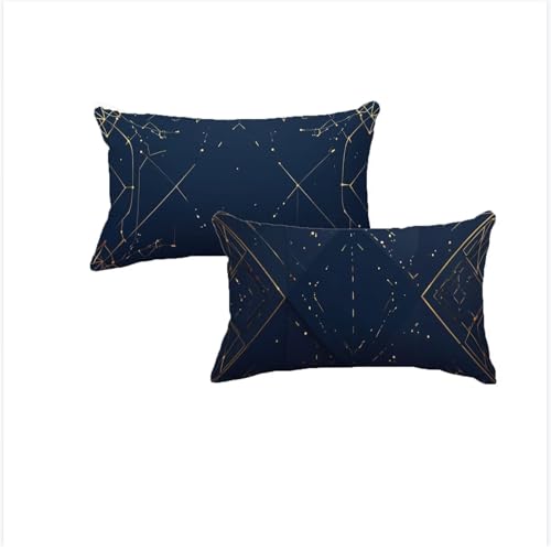 Housse coussin 40x70 cm velours bleu géométrique pour décorer votre balcon