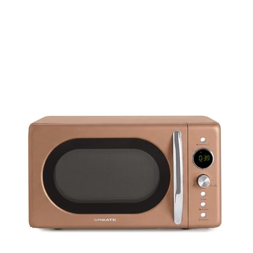 CREATE/MICROWAVE RETRO/Microondas grill digital moca/Estilo Retro, capacidad 20L, plato de Ø245 mm, 3 programas, 9 menús preinstalados, cocinado multietapa, pantalla LCD, 900W