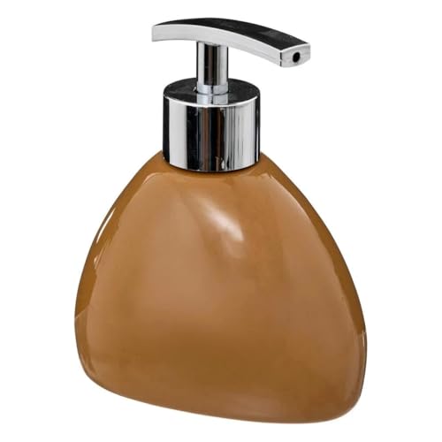 Paris Prix Five Simply Smart - Distributeur de Savon Galet 12cm Marron Tabac