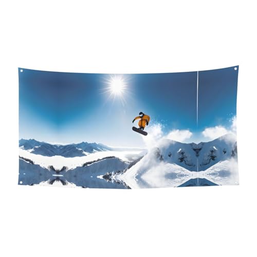 MINDBBDFJ Snowboarding Print Banners And Signs For Outdoor/Indoor,Personalized Banner Customizable Parties Halloween Banner (180x90cm)