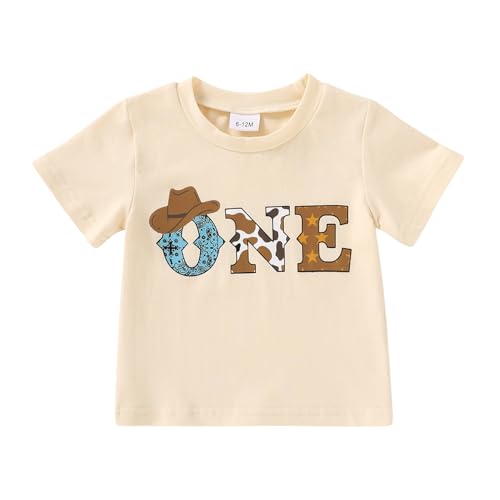 YOUNGER TREE Baby Boy Clothes 1 Year Old Clothes First Birthday Outfit Boy Short Sleeve T-Shirt Infant Summer Outfits(Rodeo Cowboy One 6-12 Months)