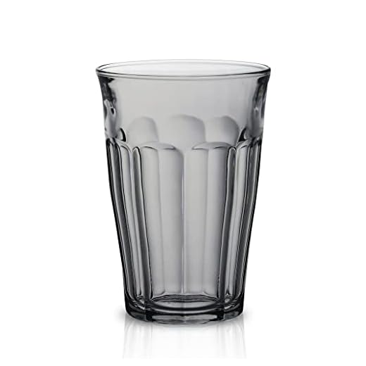 Duralex Made in France Picardie - Juego de 6 vasos de cristal, 12-1/8 onzas, gris/gris