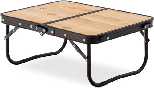 Naturehike Folding Camping Table, Portable Tables with Adjustable Legs, 20.87×15.75×9.05 Inch Foldable Camp Pinic Tables with Carry Bag for Outdoor Camping, BBQ, Travel - Small Wooden