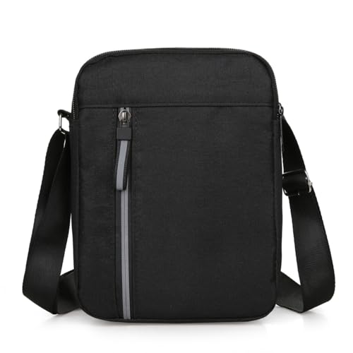 Aucuu Bolso de Hombro, Bolso Bandolera Para Hombre, Bolso de Mensajero Impermeable con Correa Ajustable y Múltiples Bolsillos, para Trabajo, Compras, Escuela, Viajes, Uso Diario -Negro