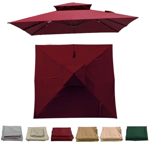 Parasol voladizo de 8 varillas toldo cuadrado de repuesto impermeable verde 2