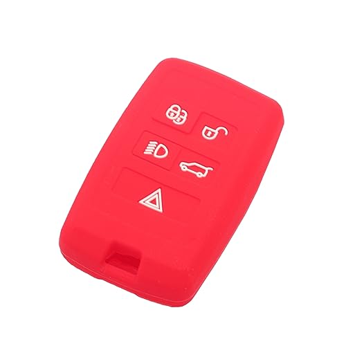 BROVACS Silicone Cover Protector Case Holder Skin Jacket Compatible with LAND ROVER Range Rover Discovery JAGUAR 5 Button Smart Remote Key Fob CV4984 Red - Image 2