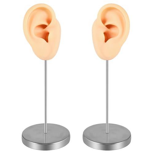 jdstty Molde de oreja artificial de silicona suave para entrenamiento de acupuntura, accesorios prácticos para exhibición de joyas