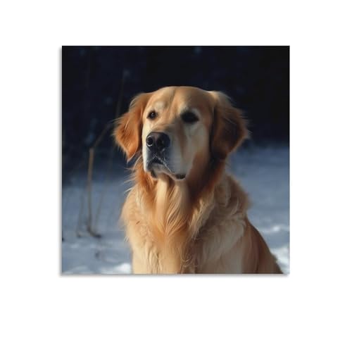 Tableau Golden Retriever abstrait grand format toile murale 70x70cm