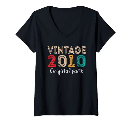 Donna Vintage 2010 Original Parts 12 Year Old Gifts 12th Birthday Maglietta con Collo a V