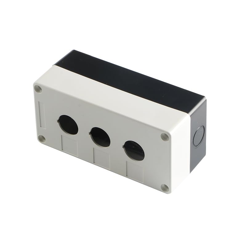 POWTAXBJGD 3P Three Holes Push Button Control Switch Box 22mm Diameter Electrical Accessory White Gray Black