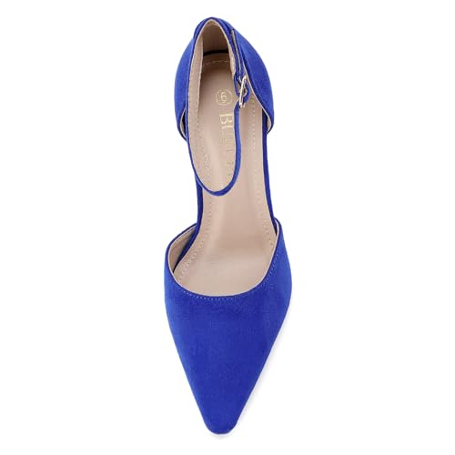 Women's 3.5In heigh Heel Pointed Closed Toe Ankle Strap Pumps Dress Shoes for Women4