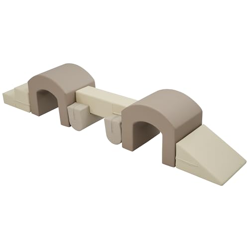 Wekuku 7-in-1 Indoor Soft Foam Climber Play Set for Toddlers – Coffee-Themed Crawl & Climb Playground, Active Play Structure for Kids, Safe & Fun Soft Play Equipment