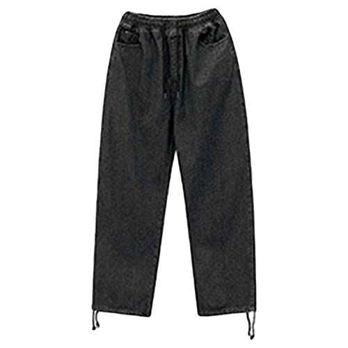 Maiyifu-GJ Men's Loose Fit Straight Leg Jeans Drawstring Elastic Waist Denim Jeans Lightweight Relaxed Fit Pull On Jean Pants