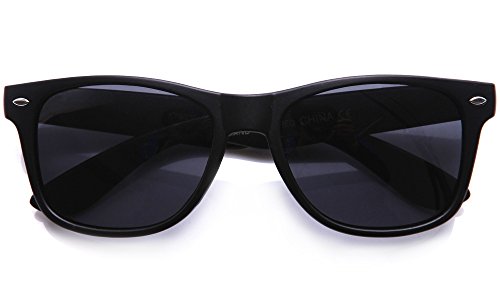 80's Classic Horned Rim Vintage Polarized Anti-Glare 100% UV Protection Sunglasses for Women and Men (2 Pack - Rubber Black/Smoke & Brown-w/Pouch, 55)3