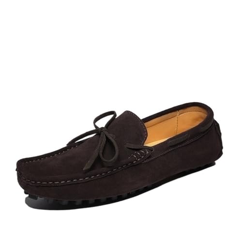 Mens Loafers Square Toe Nubuck Leather Moccasins Boat Shoes Anti-Slip Slip Resistant Comfortable Party Wedding Slip-ons