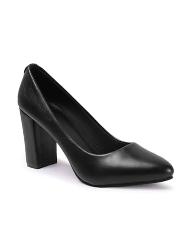 Image of Carlton London Women Stylish Slipon Pump Shoes with Block Heels, Pointed Toe for Party and Formal Occasions