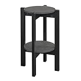 Convenience Concepts Newport Medium Plant Stand, Faux Cement / Black