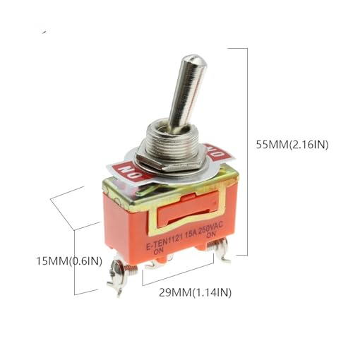 Interrupteur à bascule 15A 250V CA inverseur de source SPDT E-TEN1121 bistable 3 plots - 5