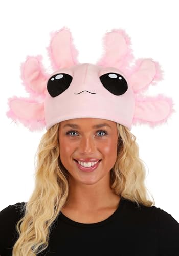 Pink Axolotl Plush Costume Hat for Adults Soft Embroidered Comfortable Animal Headwear for Cosplay & Halloween Standard