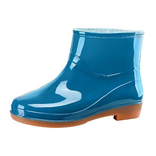 Generisch Botas de goma para mujer, medias altas, botas de lluvia impermeables y ligeras, botas de agua extra anchas, botas de jardín antideslizantes para pesca, caza y jardinería, azul, 40 EU