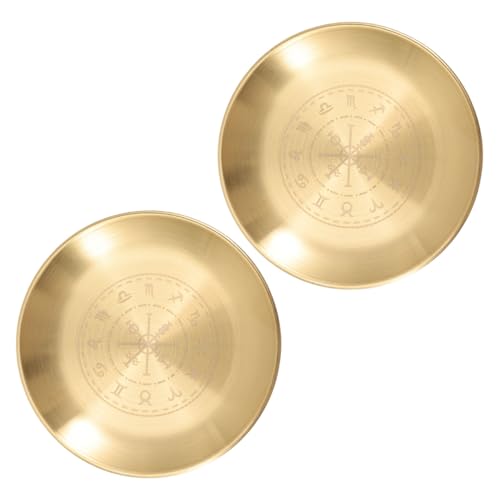 EPIGEIST 2 Pezzi Portacandele in Metallo per Strega Vassoio per Candele Tarocchi e Gioielli per Piattino Portatrinket per Meditazione e Rituali Wicca