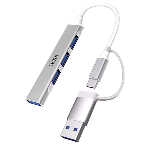 Image of 4 in 1 Type A to C Portable USB Hub 3.0 Docking Station for Laptop, Mac & PC, Easy Travel 4 Port USB Hub Splitter with 5 Gbps Data Transfer USB Port (Space Grey)