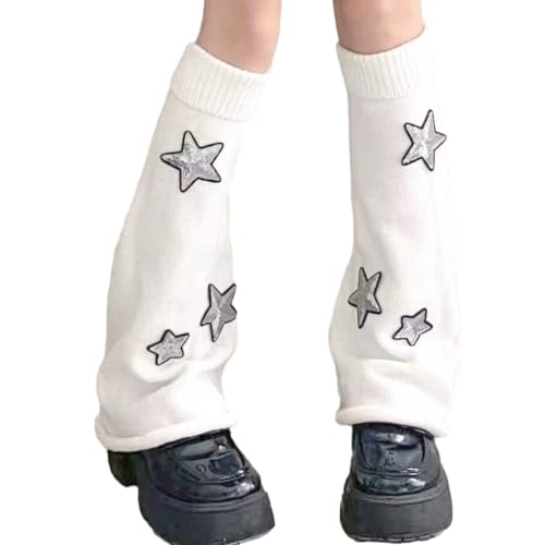 Leg Warmers for Women Girls Japanese Lolitas Leg Warmer Star Knit Long Socks Leg Stockings