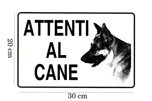 Cartello attenti al cane plastificato biadesivo