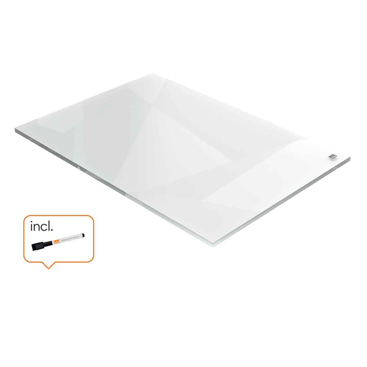 Nobo, Przenośny Notatnik A4 - Akrylowa, Przezroczysta Tabliczka Suchościeralna do Notatek, Bezramkowa, 210 × 297 mm, do Domu/Biura, w Zestawie Marker Suchościeralny Nobo (1915611)