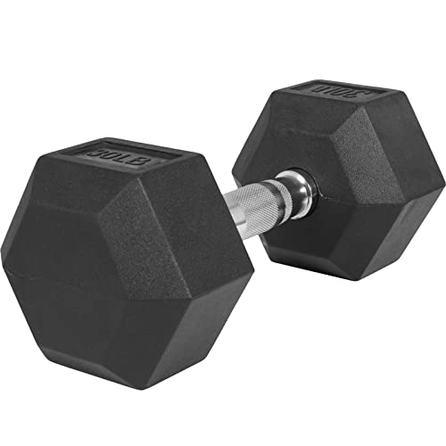 Gorilla Sports® Hex Dumbbell - 5-60 Lb, Single Weight, Cast Iron, Rubber Encased Caps, Black - Hexagonal Dumbbells, Strength Training Weights, Weightlifting, Fitness Home Gym Equipment #TOP28
