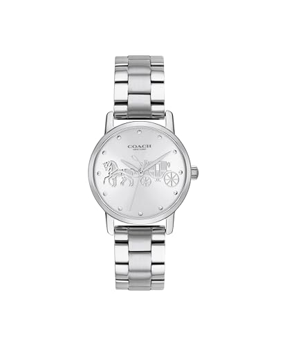 Image of Coach Grand Qtz Basic Silver White Round Dial Women's Watch|Stainless Steel Material|Silver Color Band - 14502975