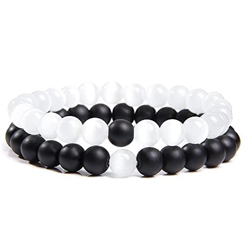 MIAMI Bracelet for Women Men Fashion White Black Beads 2 Couple Bracelets Accessories Jewellery Birthday Gift For and Anniversary Wife Husband Stone Couple Combo Matching Best Friend black M361 (B0CHQMRBDK) Amazon Price History, Amazon Price Tracker