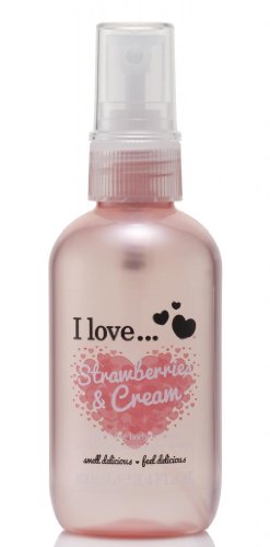 I Love Strawberries & Cream Body Spritzer, Formulated With Natural Fruit Extracts to Keep You Cool & Fragranced, TravelSize Essential Providing OnTheGo Refreshment, VeganFriendly 100ml