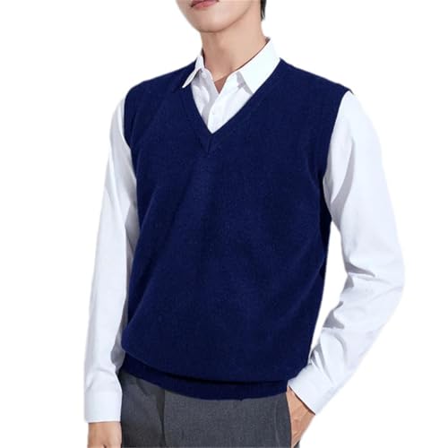 Warm Cashmere Sweater Vest For Men Winter Classic V-Neck Sleeveless Knitted Pullover Tops