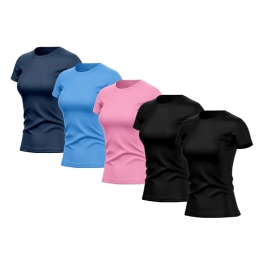 Kit 5 Camisetas Feminina Dry Básica Lisa Proteção Solar UV Térmica Blusa Academia Esporte Camisa (BR, Alfa, GG, Regular, Preto, rosa)