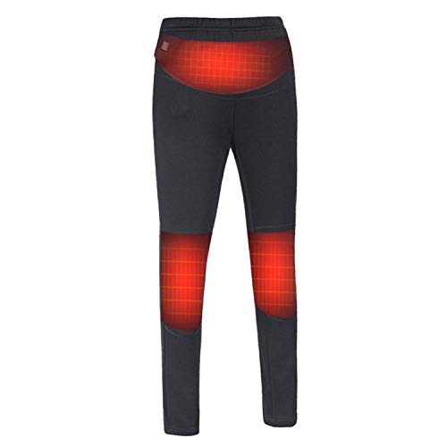 YQQ Electric Heated Warm Pants Women USB Heating Base Layer Elastic Trousers (S) Black