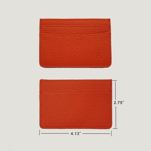 | Leather 3-Pocket Wallet Slim Card Holder | Leather Card Holder for Men and Women | Leather Card Wallet | Leather Card Case | Luxurious Pocket Slim Card Holder (Orange)3