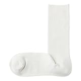 無印良品 紳士 足なり直角 ズレ落ちにくいリブ編み靴下 メンズ DAE20A5A オフ白 25~27cm