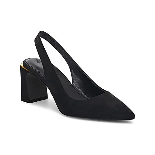 Image of JeimPoey Womens Slingback Chunky Heels Point Toe Pumps Shoes Block Heel Summer Sandals Low Heel Party Shoes