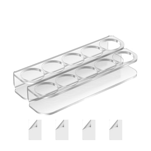 Generisch Soporte para biberones para frigorífico, 2 unidades, para nevera de acrílico, montaje en pared, con 5 sienes, almacenamiento de botellas que ahorra espacio con 4 adhesivos de doble cara para